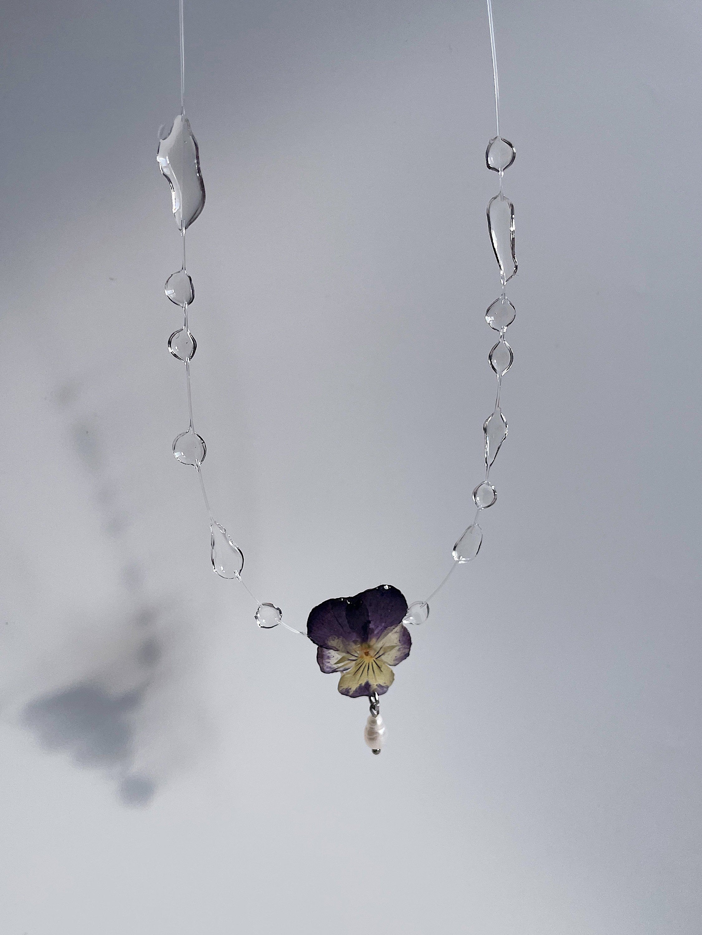 Pansy Flower Necklace With Pearl