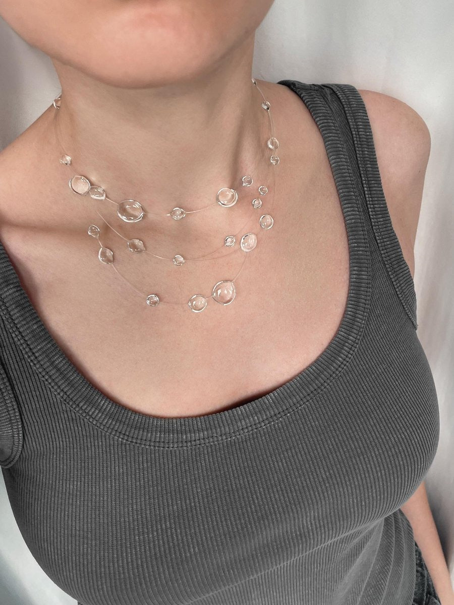 Layered Floating Drops Necklace