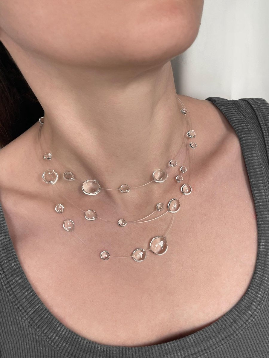 Layered Floating Drops Necklace