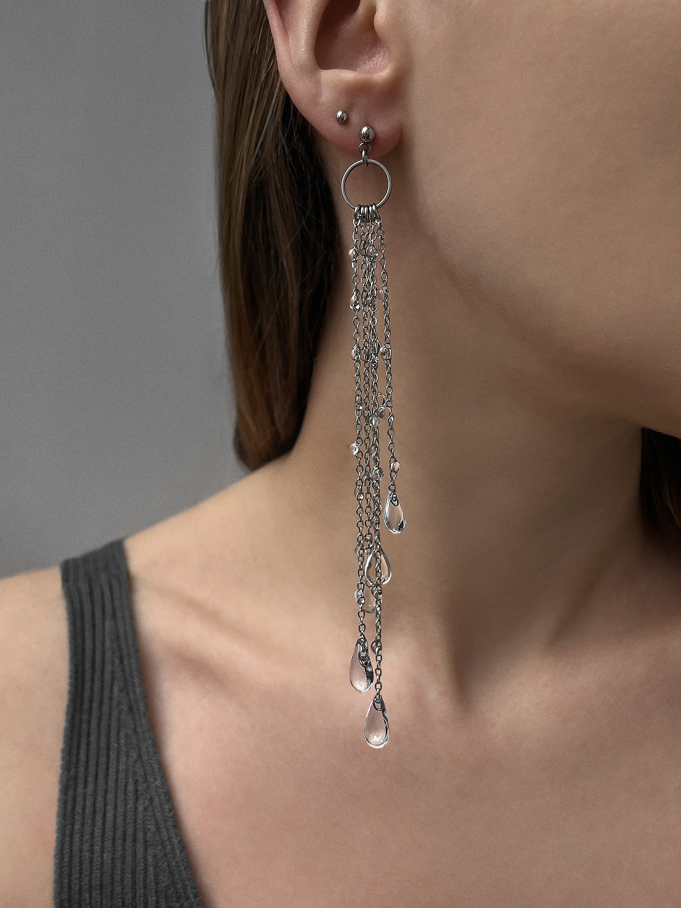 Long Dewdrops On Chain Earrings