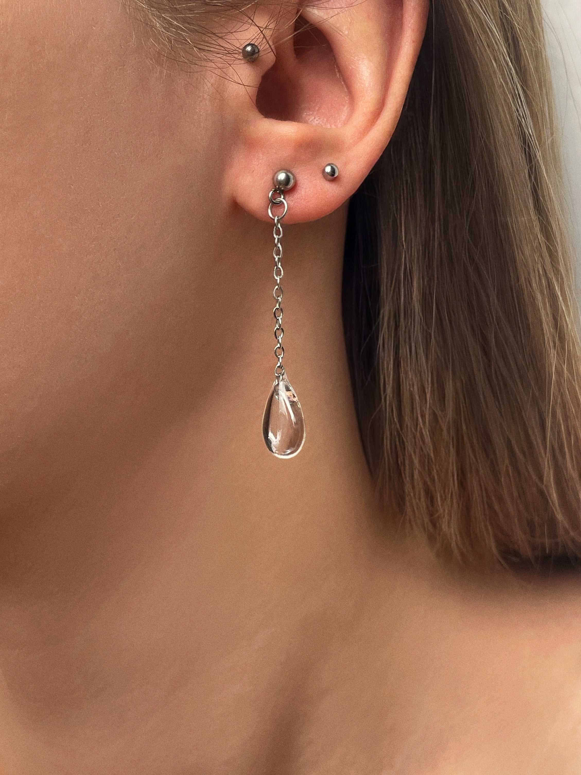 Teardrop on Chain Earrings