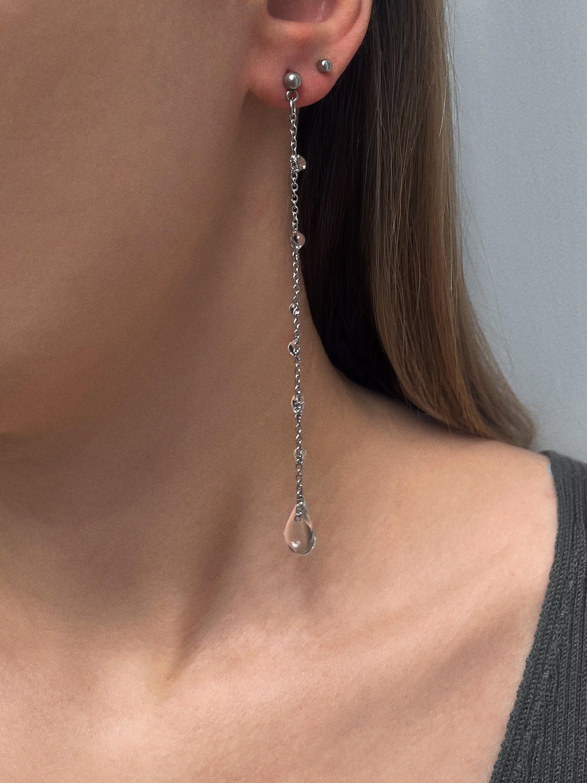 Long Teardrop Chain Earrings