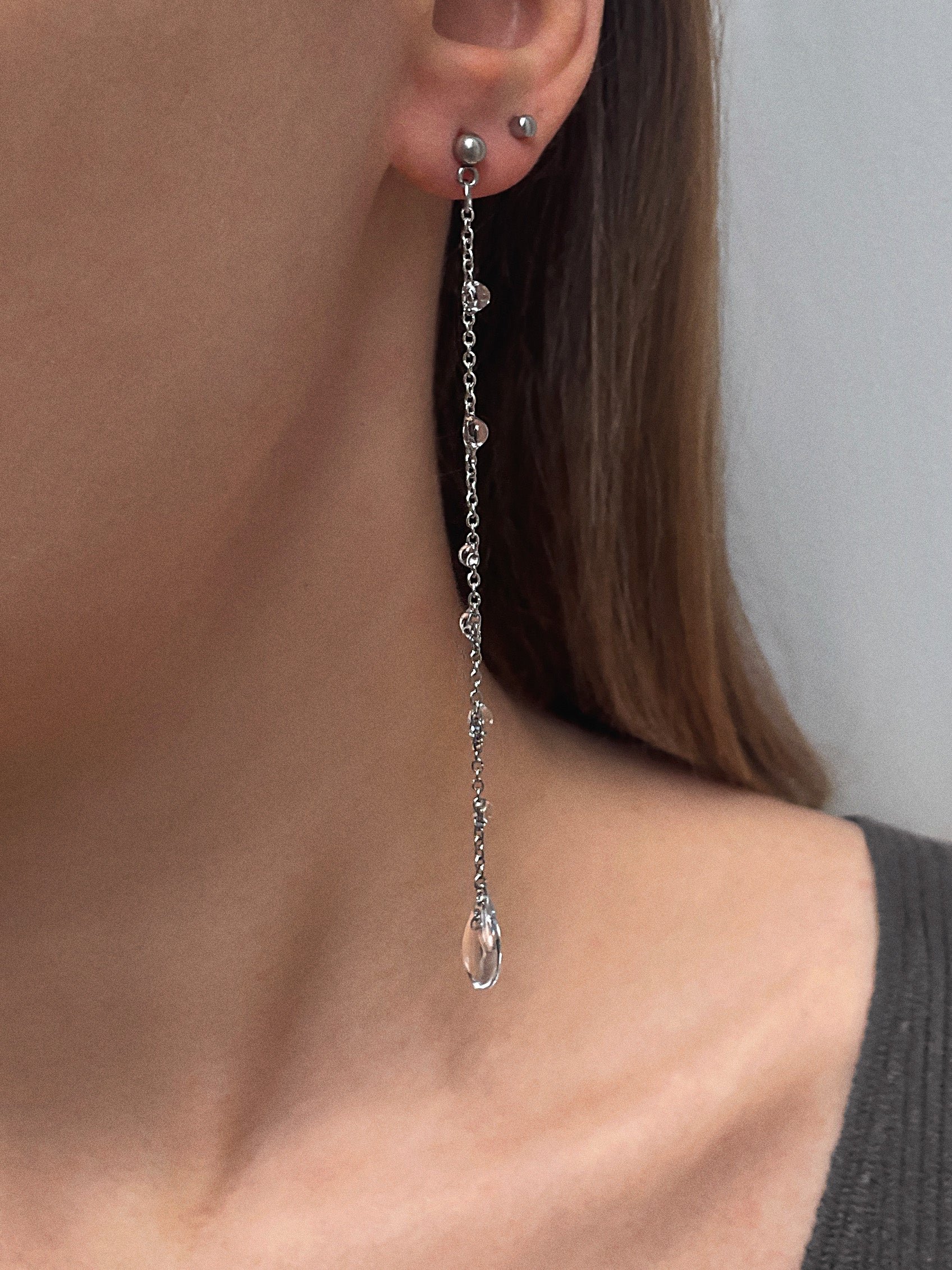 Long Teardrop Chain Earrings