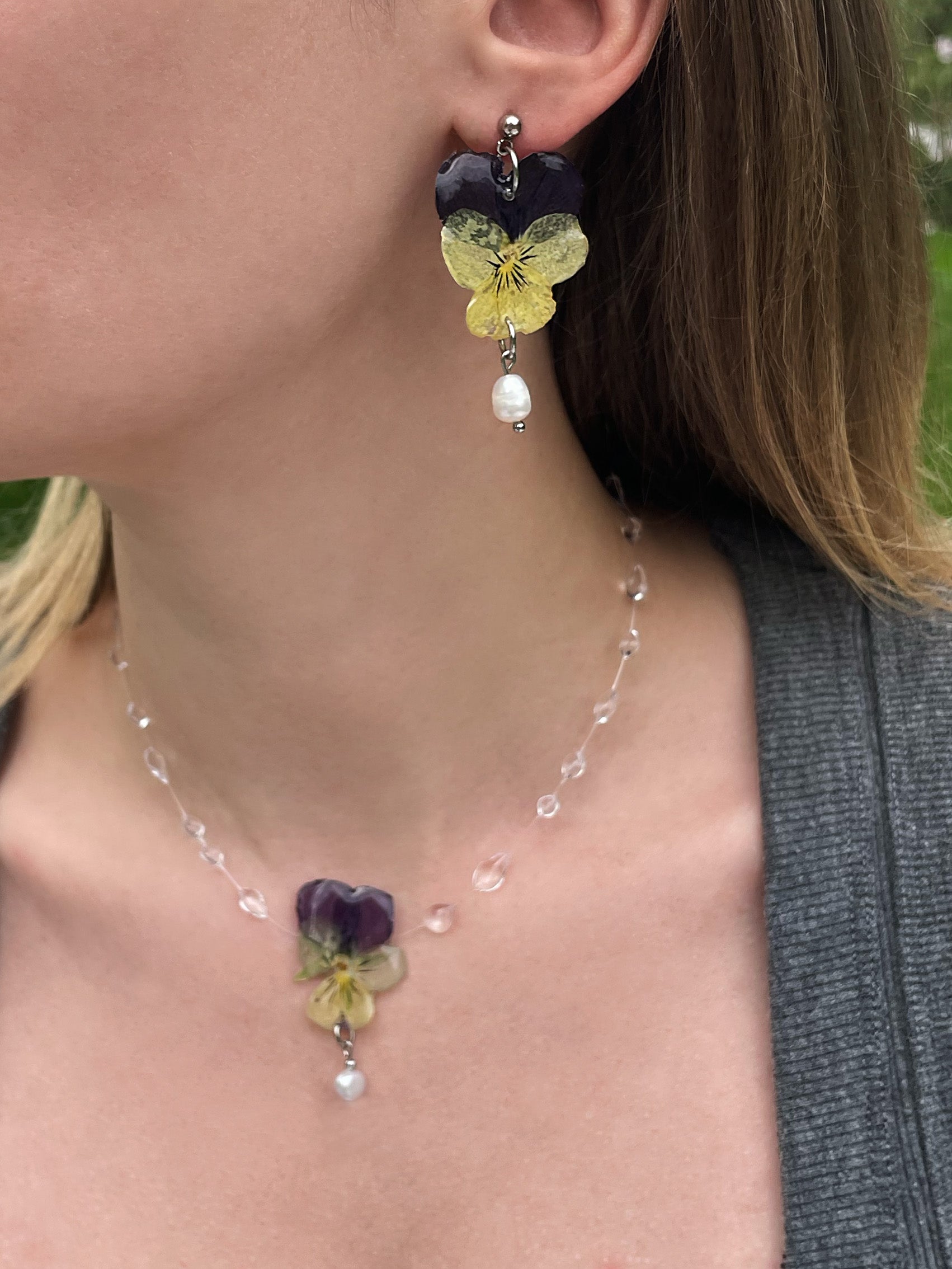 Pansy Flower Earrings