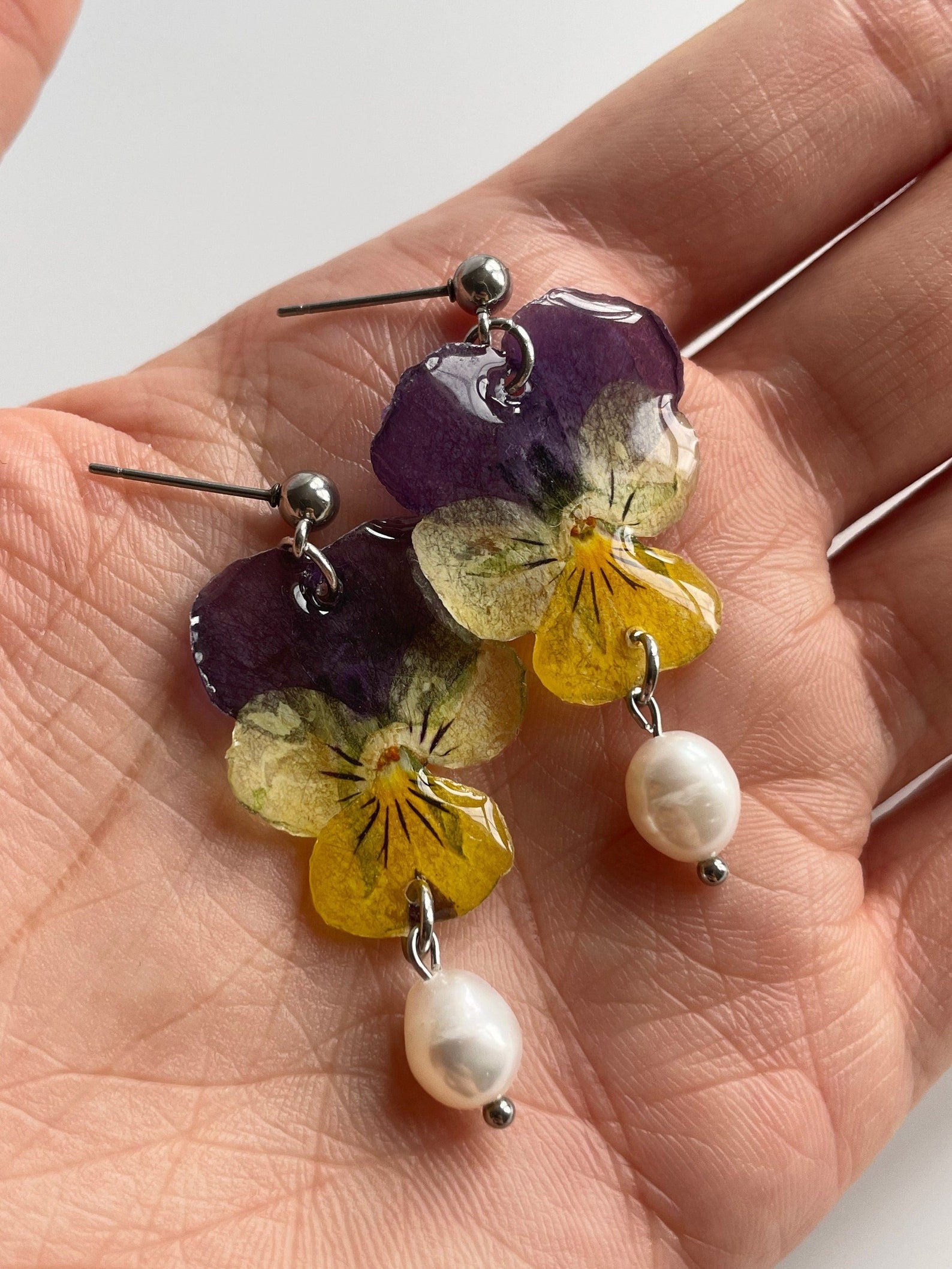 Pansy Flower Earrings