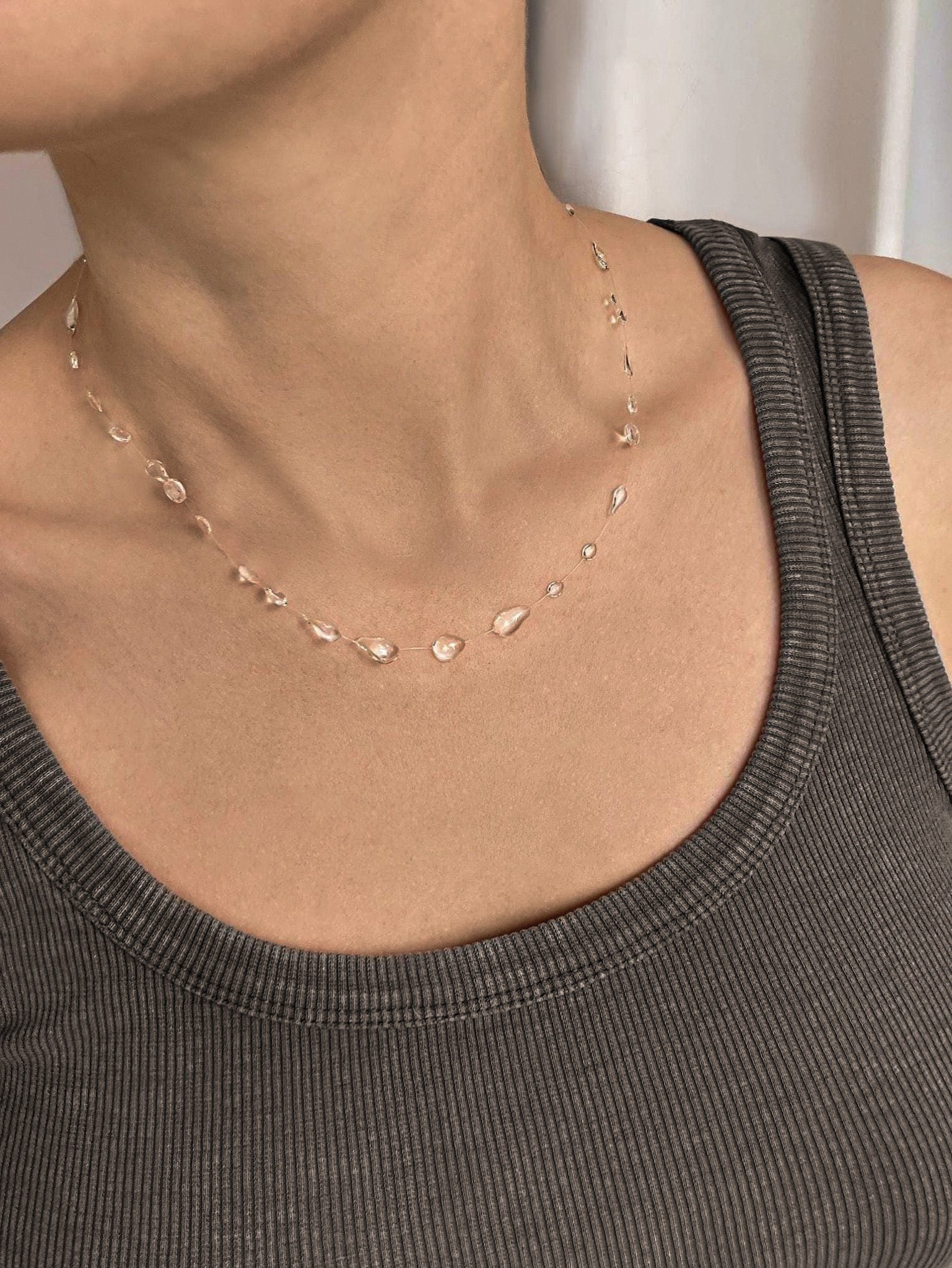 Minimal Raindrops Necklace