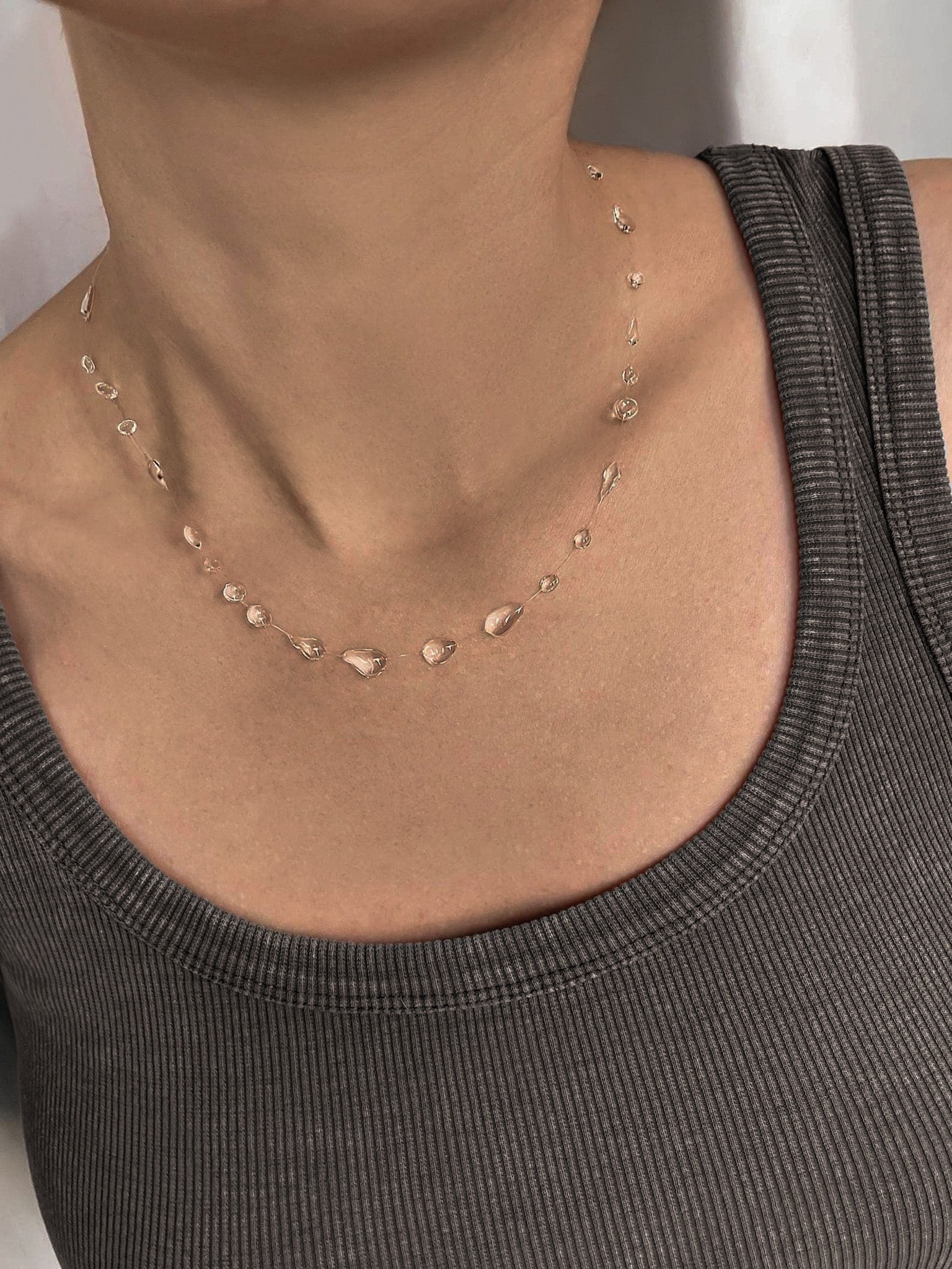 Minimal Raindrops Necklace